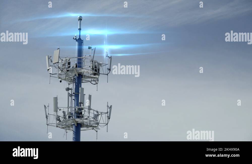 A cellular base station is receiving signals on a cell tower.4K Stock