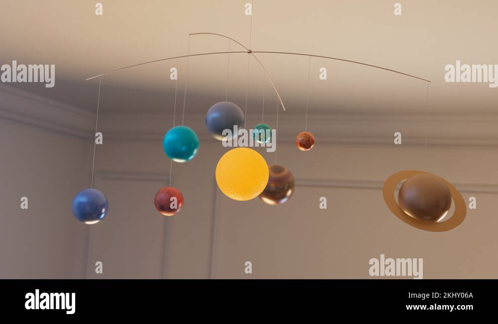 Toy Solar system animation on the spinning arms rotating around the Sun Stock Video