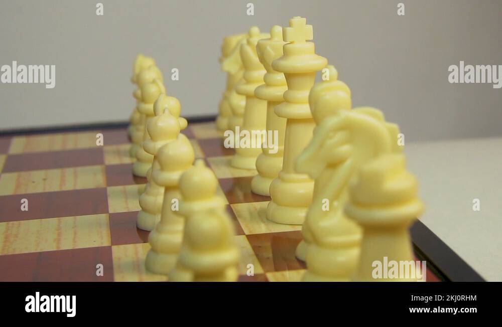 Strategy Concept of chess board game with lens flare Stock Video