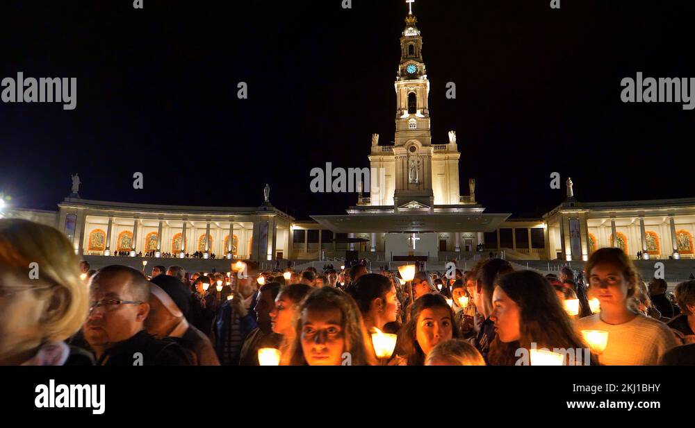Church ceremonies with cross and candles, Our Lady of Fatima in