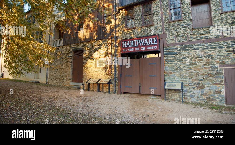 Historic Harpers Ferry Hardware Store, Old Town in West Virginia Stock