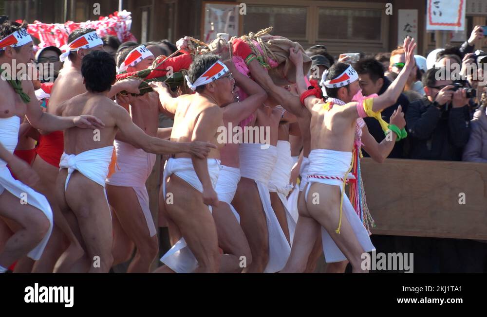 Aichi Japan Scenery Of Konomiya Hadaka Matsuri Naked Festival Stock Video Footage Alamy