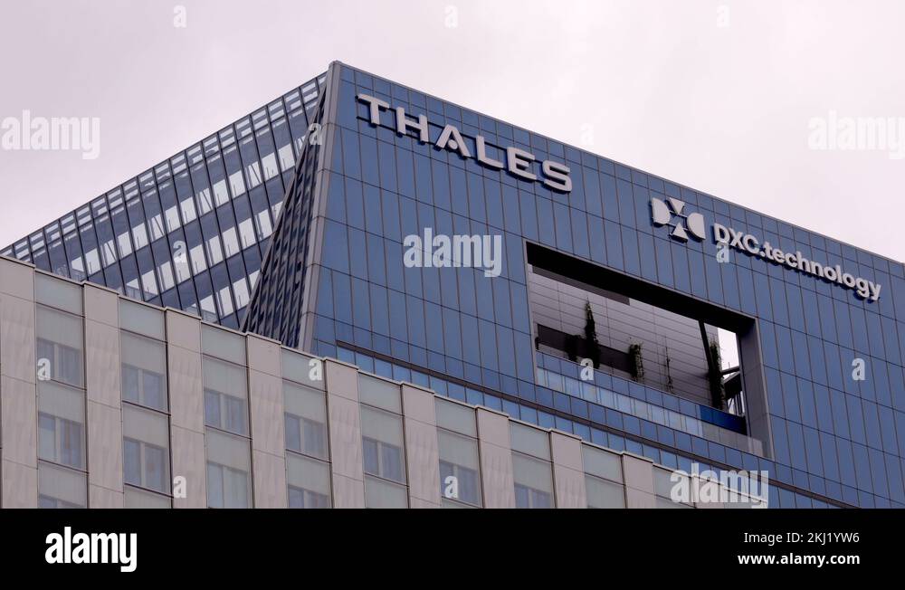 Thales headquarters tower in La Defense business district in Paris France Stock Video Footage