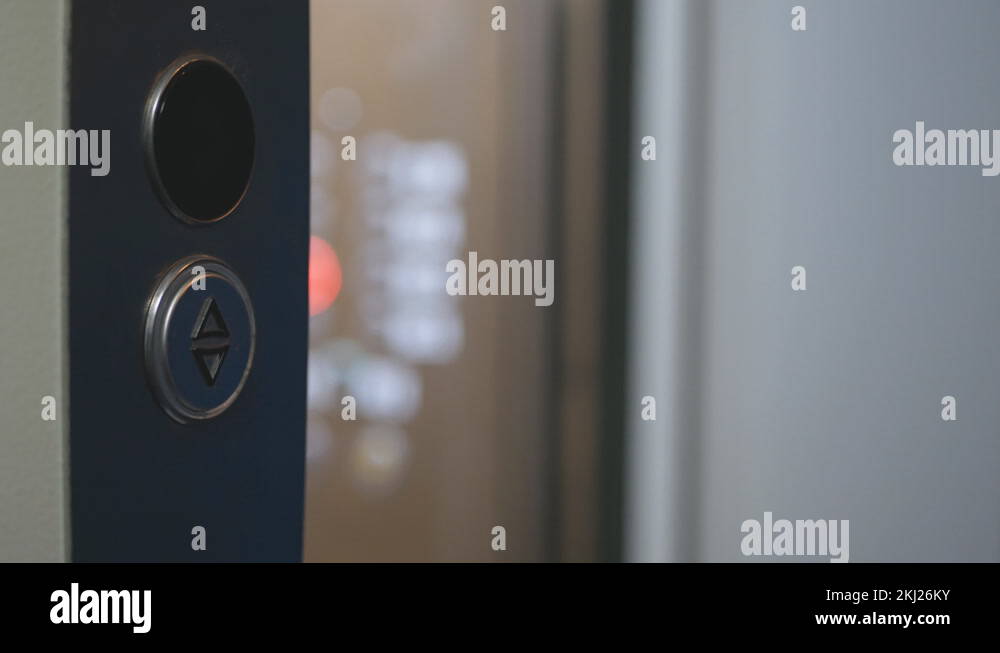 elevator doors close in the office, hotel, residential building Stock