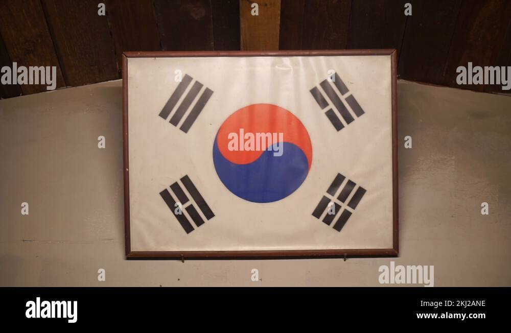 Korean flag during post korean war in museum of modern history of korea