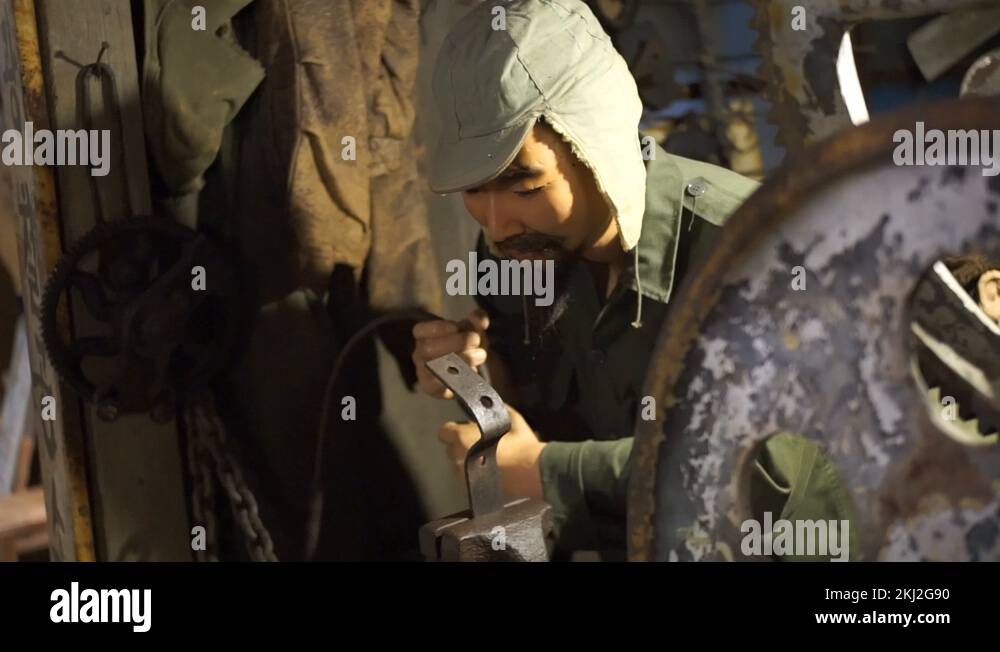 Korean blacksmith in museum of modern history of korea stock video