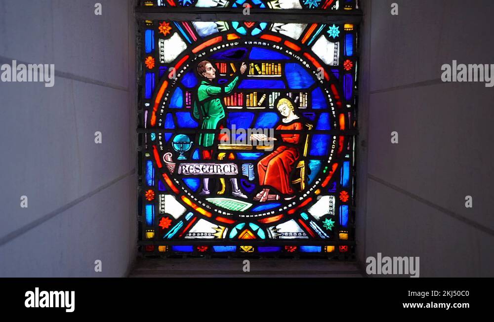 Stained glass window depicting religious history Stock Videos & Footage