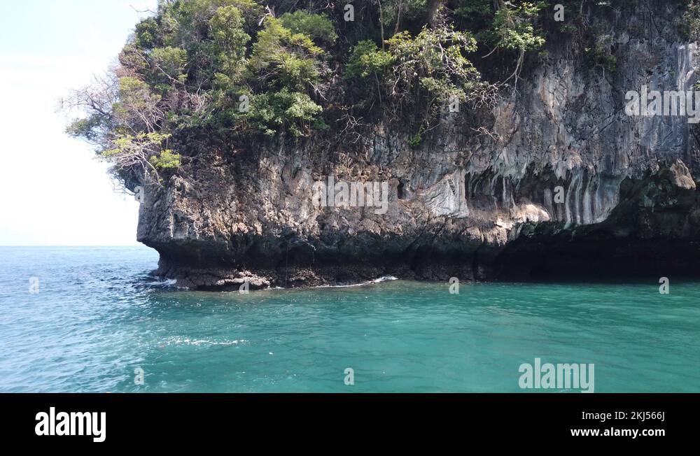 Phi Phi island from a boat, entering the Bay, where the Beach movie was