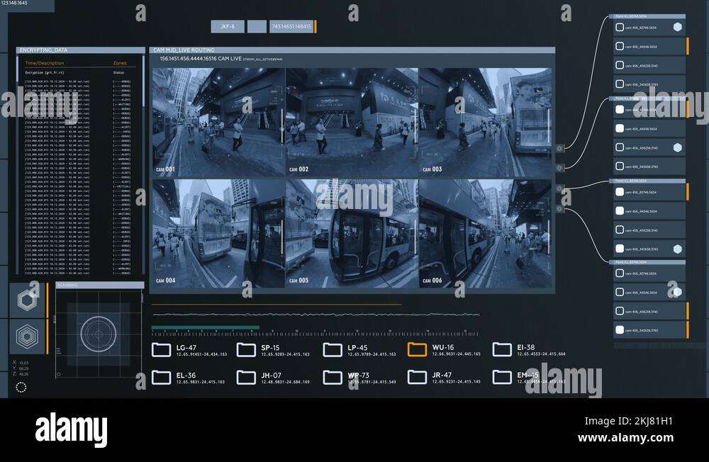 Surveillance System. Screen Data Interface. Camera Multi Screen City ...
