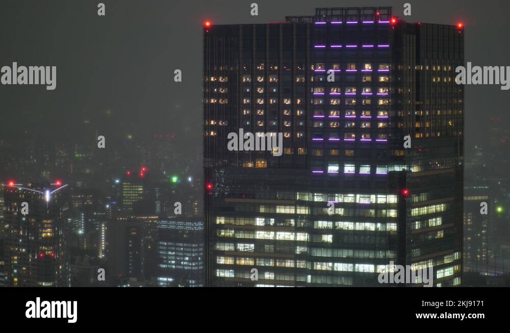 Top floors of Midtown tower at night time, one of tallest buildings in