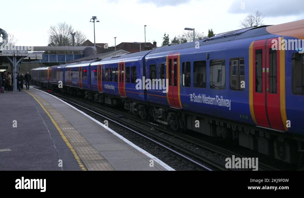 South Western Railway Train is Arriving to the Farnham Station in