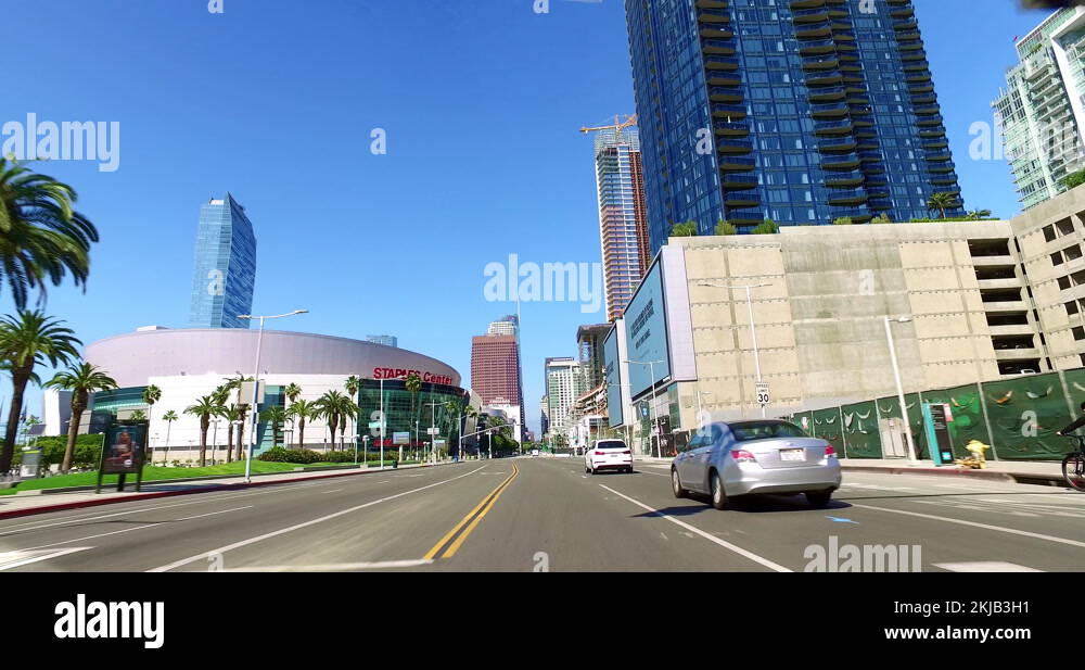 New residential construction near Staples Center in Los Angeles Downtown, 4K Stock Video Footage