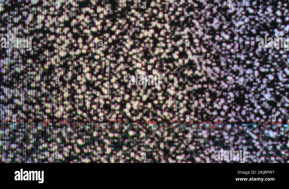 Bad TV signal, noise static screen and blinking horizontal stripes