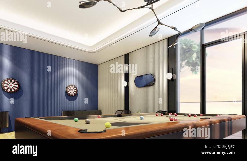 3d animation rolling balls on pool table in billiard room Stock Video Footage Alamy