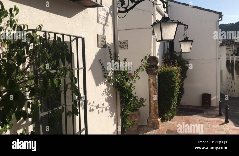 A typical Spanish street in the village of Benahavis. Large street