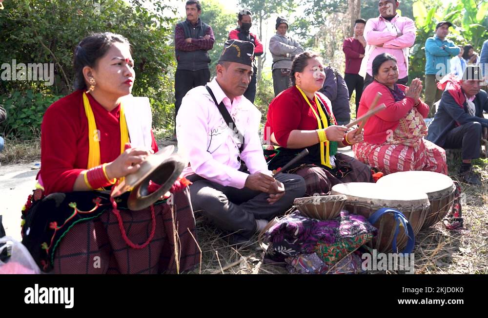 traditional-nepali-band-performing-their-music-using-old-nepali-stock