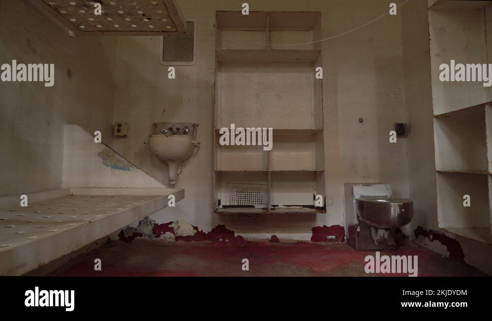 Prison Jail Cell With Camera Panning Through Jail Cell Bars Stock Video