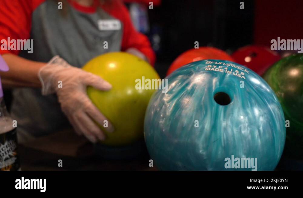 Lady Flipping Bowling Balls at Bowling Alley Stock Video Footage Alamy