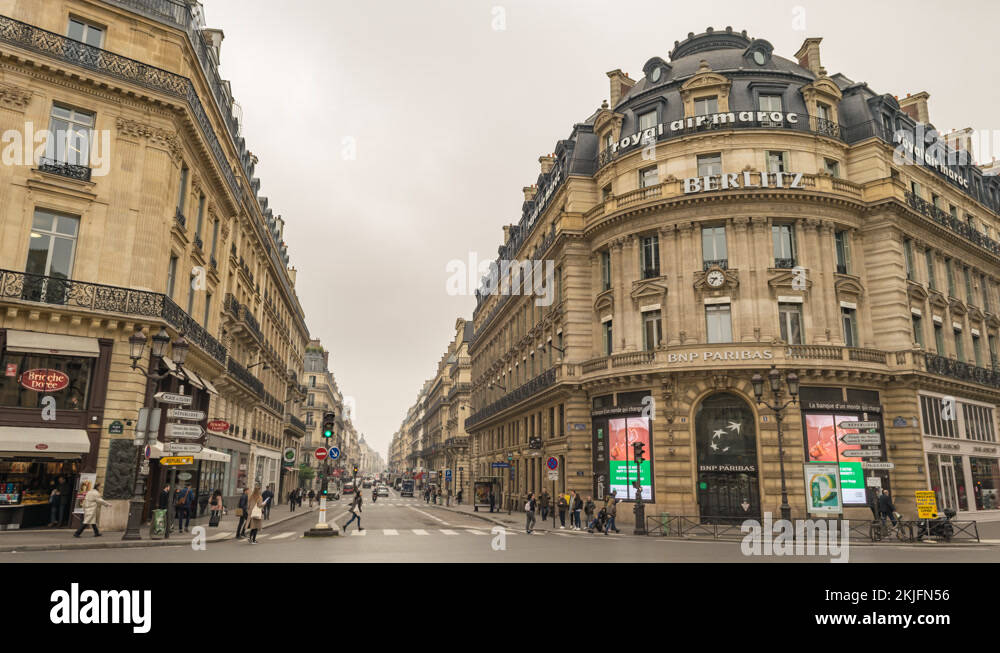 Paris France time lapse 4K, city skyline timelapse at shopping street