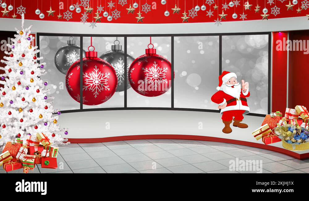 Christmas TV Studio Set 47- Virtual Green Screen Background Loop Stock