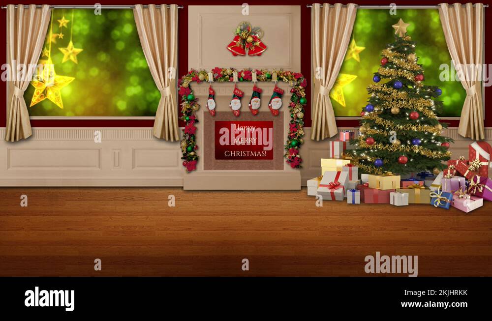 Christmas TV Studio Set 45 - Virtual Green Screen Background Loop Stock