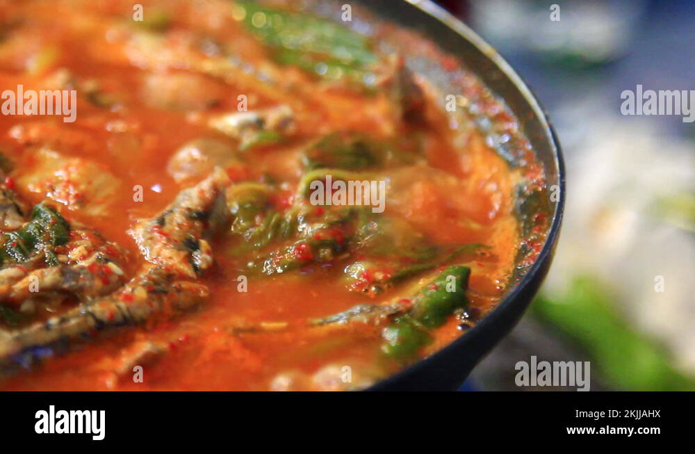 Spicy Anchovy Soup is traditional Korean food. Gijang, Busan, Korea