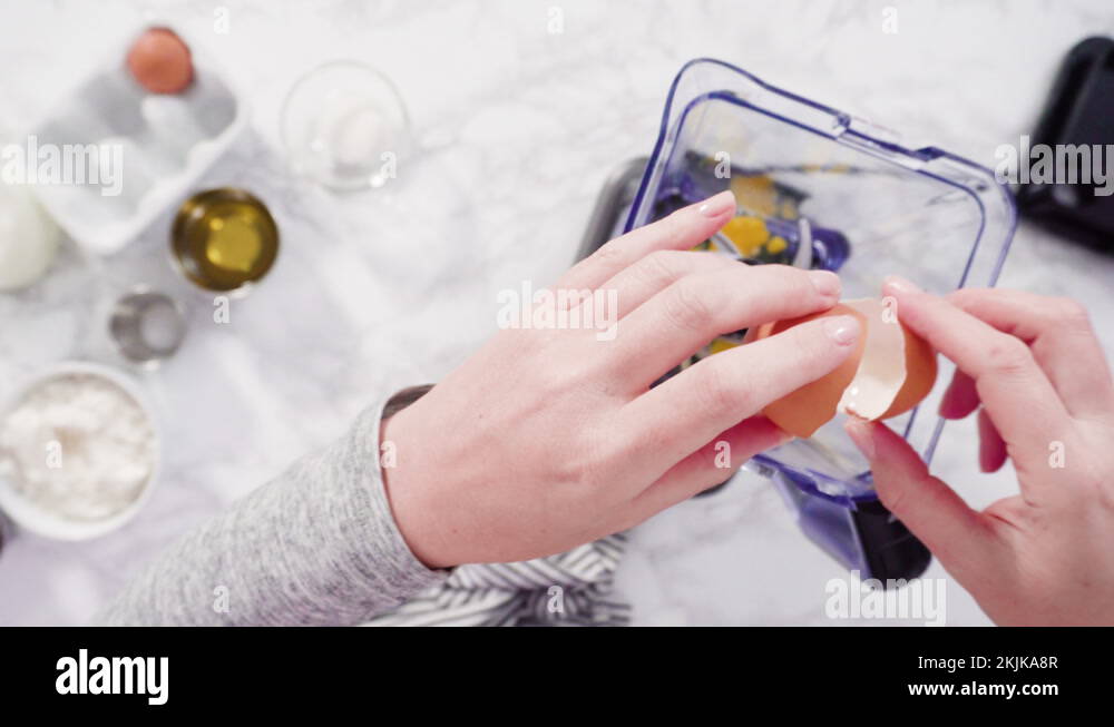 Mixing ingredient in an electric blender to make the crepes batter