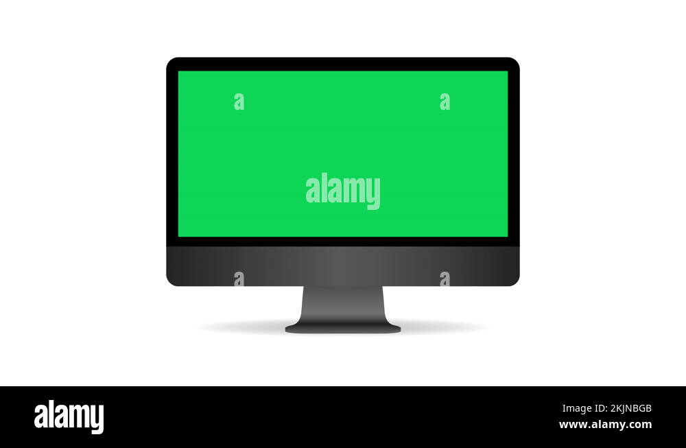 Monitor with green screen on white background animation 4k video Stock