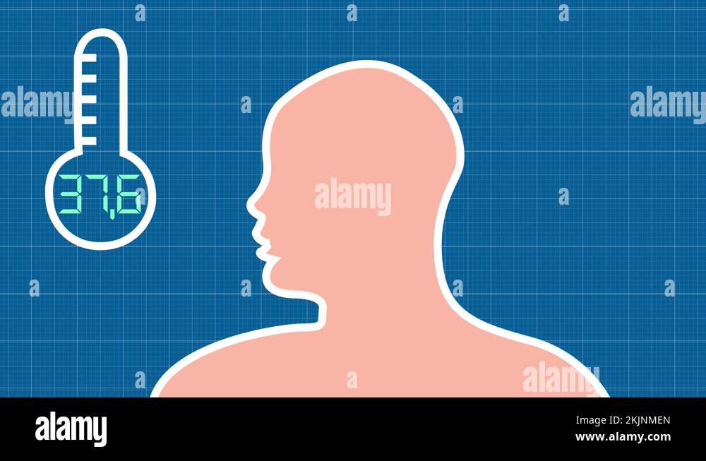 A person with a fever. Animated disease. An infected person Stock Video