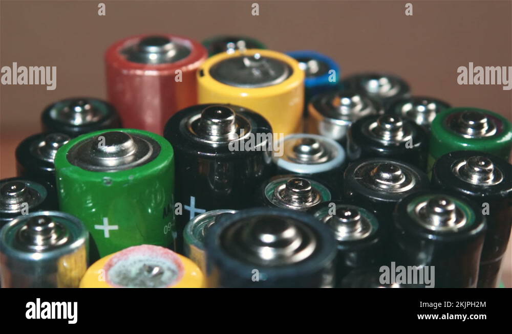 Rotation Used Alkaline batteries. Used AA batteries are prepared for