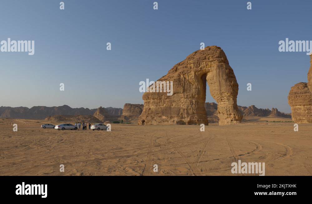 Tourist visit Elephant Rock (Jabal AlFil) in Al Ula, Western Saudi