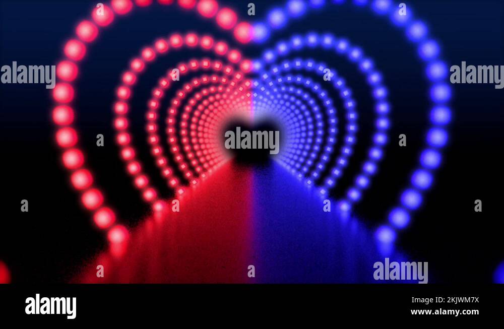 Romantic Red And Blue Glowing Light Heart Shape Tunnel Dot Led Neon