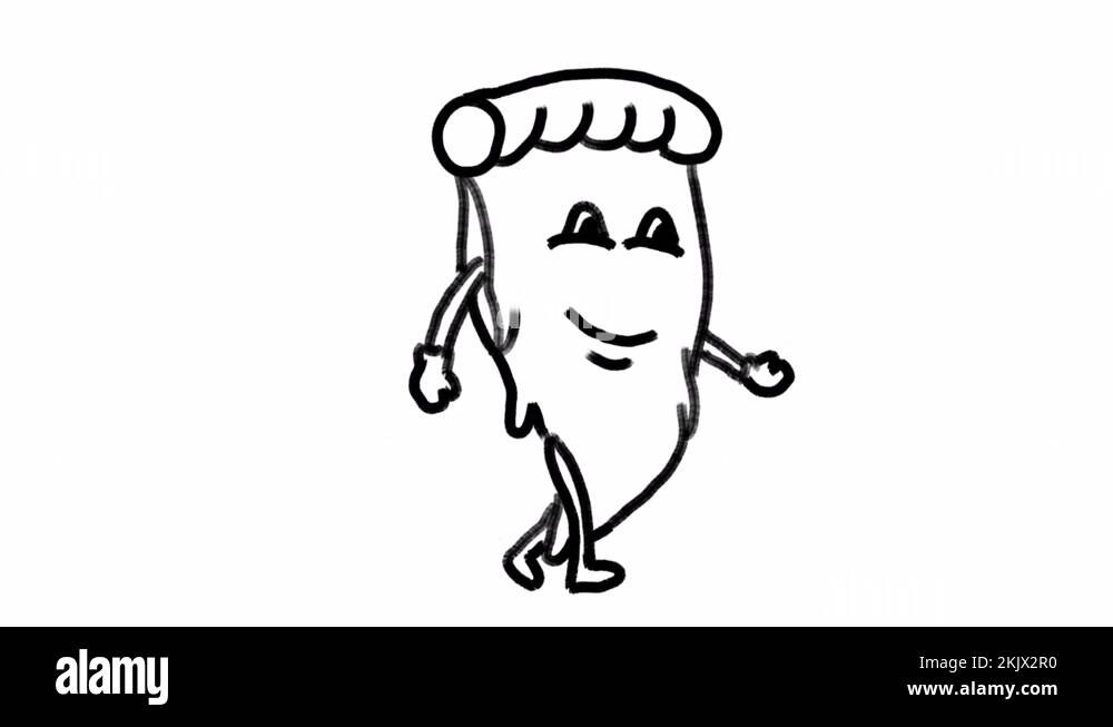 Cartoon Slice of Pizza Pie Walking Drawing 2D Animation Stock Video