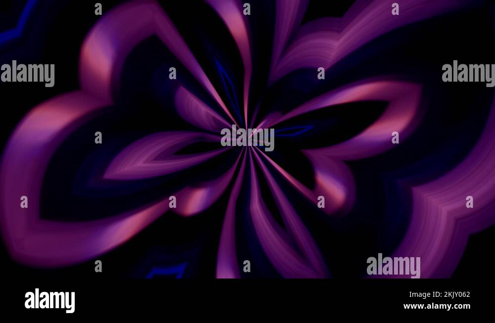 Blue and pink neon glowing curved wavy lines abstract black background ...