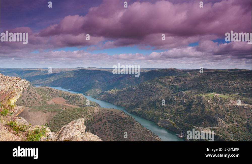 Douro river. Border between Portugal and Spain. Timelapse Stock Video