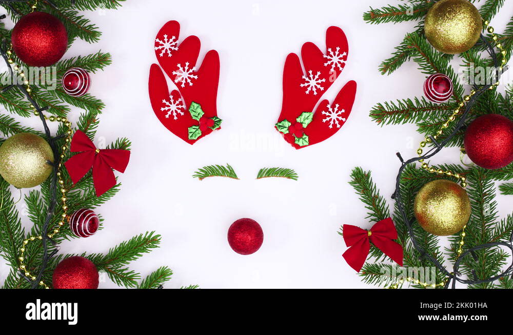 Blink lights on Christmas garland and reindeer blink with eyelashes