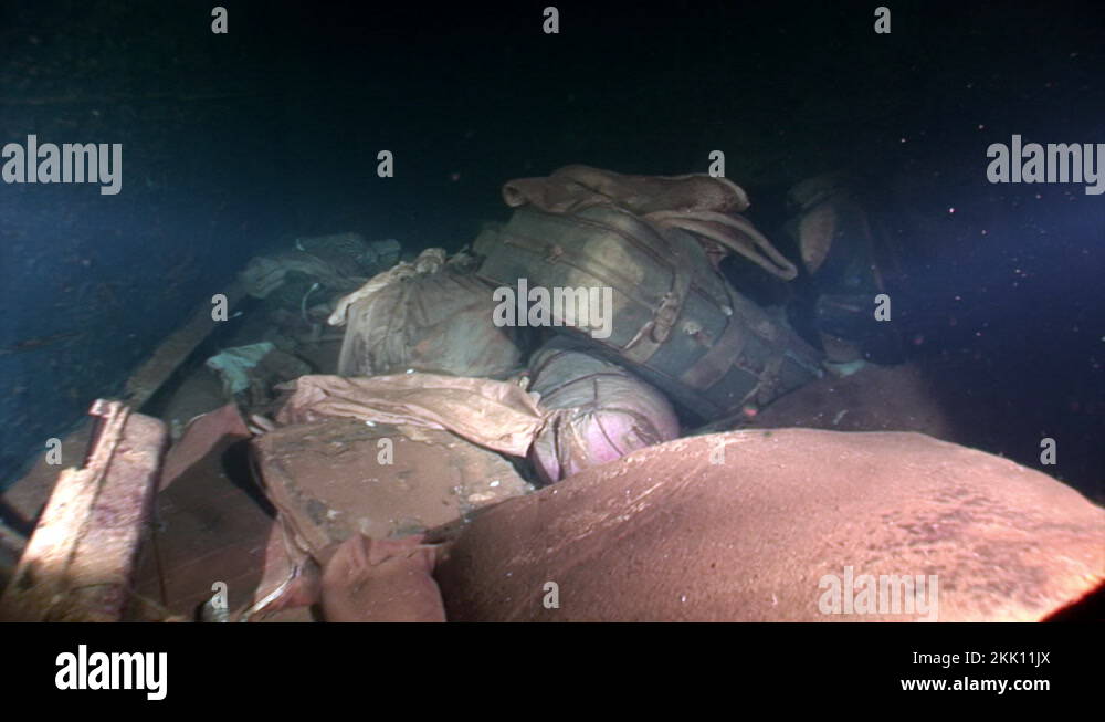 Personal things of dead people on underwater shipwreck Salem Express