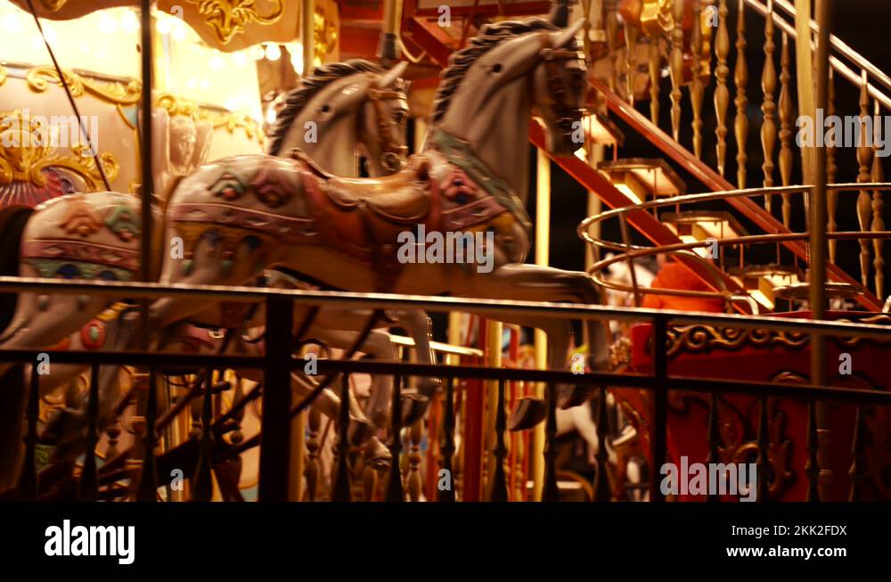 Merry go round roundabout carousel children Stock Videos & Footage HD
