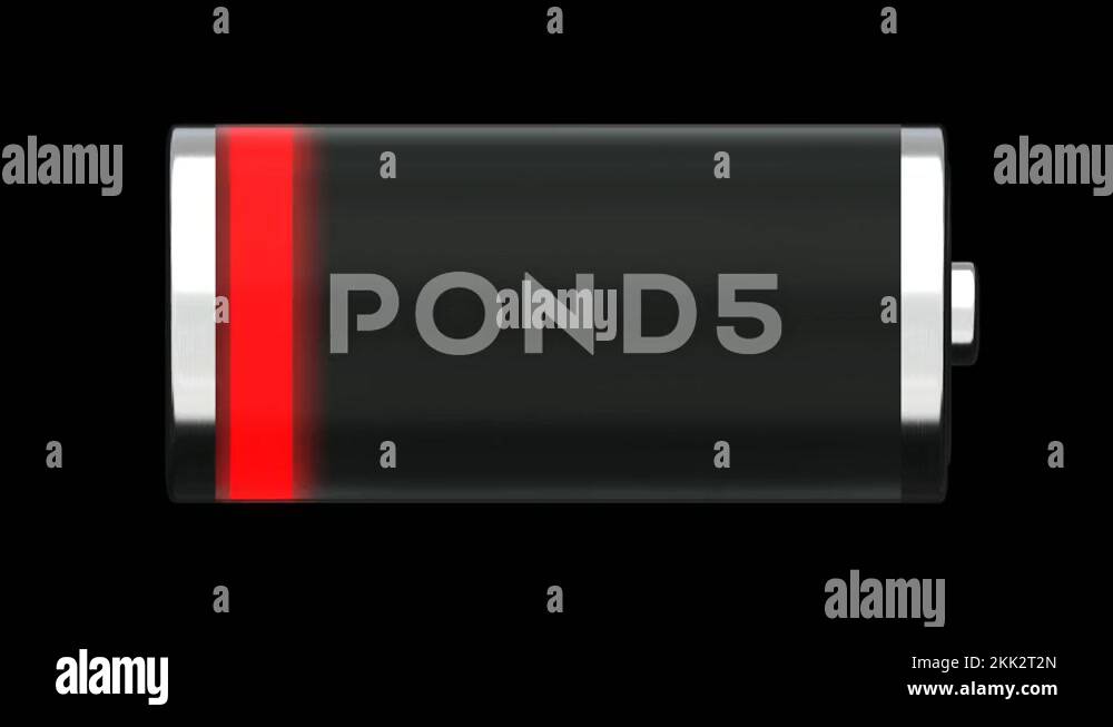 Realistic 3D animation of the blinking low battery. PNG RGBA Stock