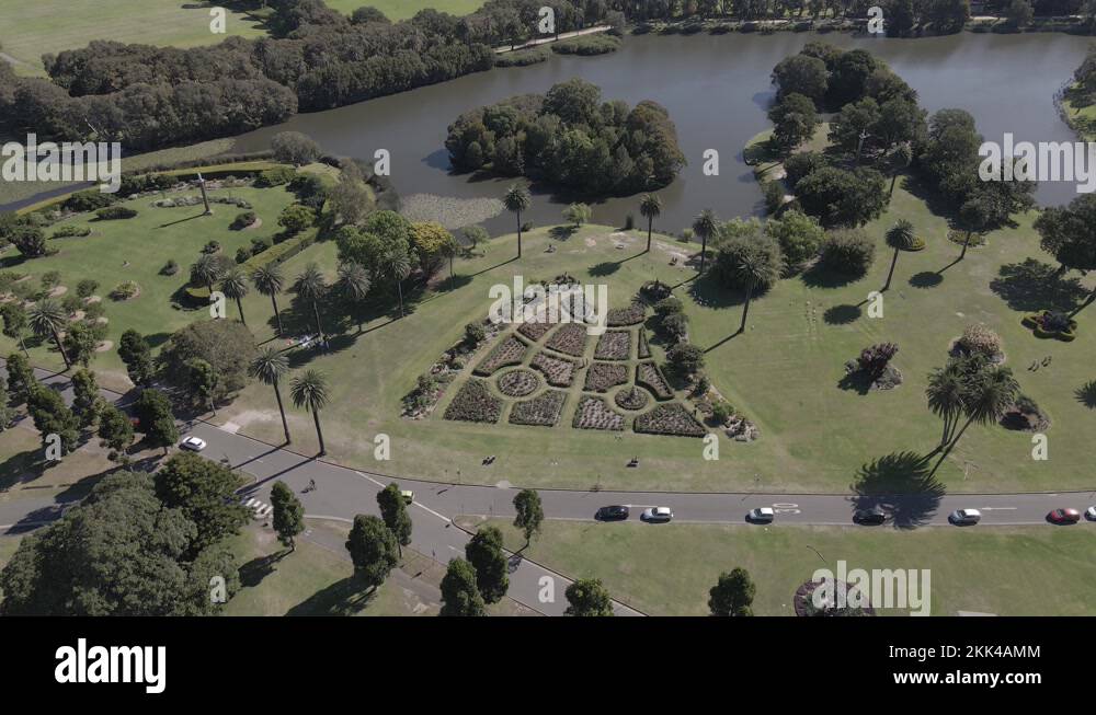 Rose Garden And Busbys Pond In Centennial Park Drone Above Dickens