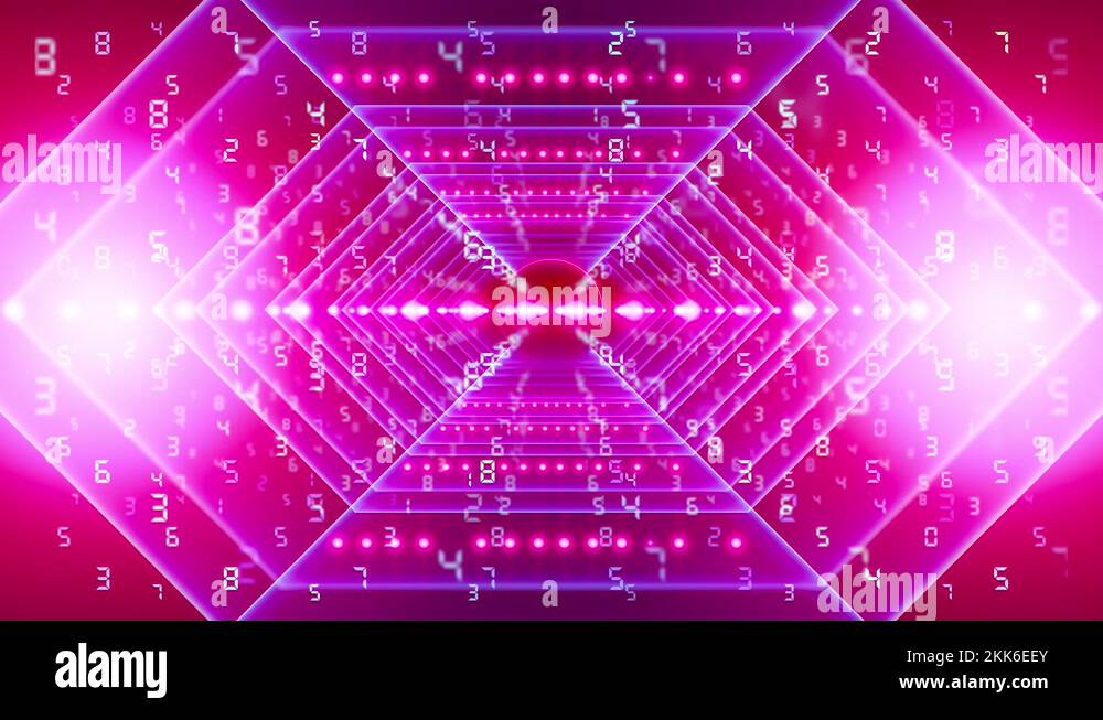 Abstract background animation neon glow digital geometry light forms ...