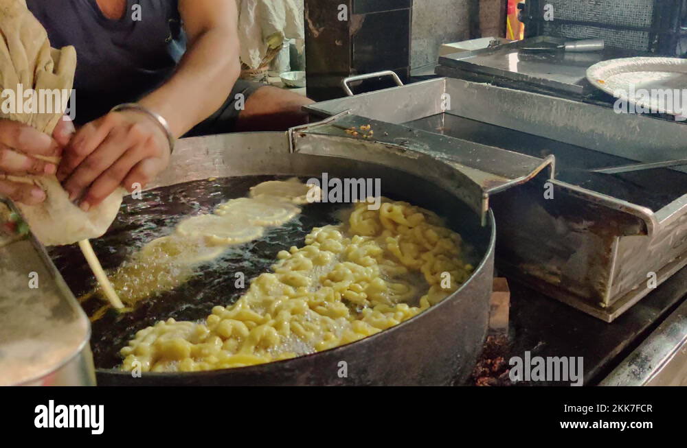 Indian Street Sweet Snack Jalebi Is being Cooked On Delhi Streets Of ...