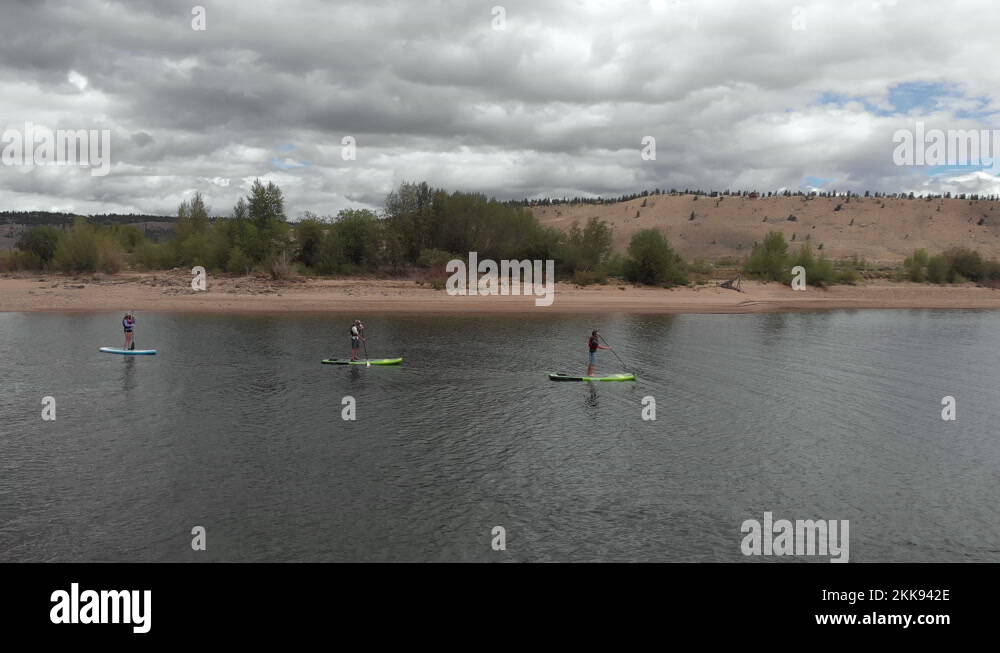 drone footage of Stand Up Paddle boarding at twin lakes in Colorado