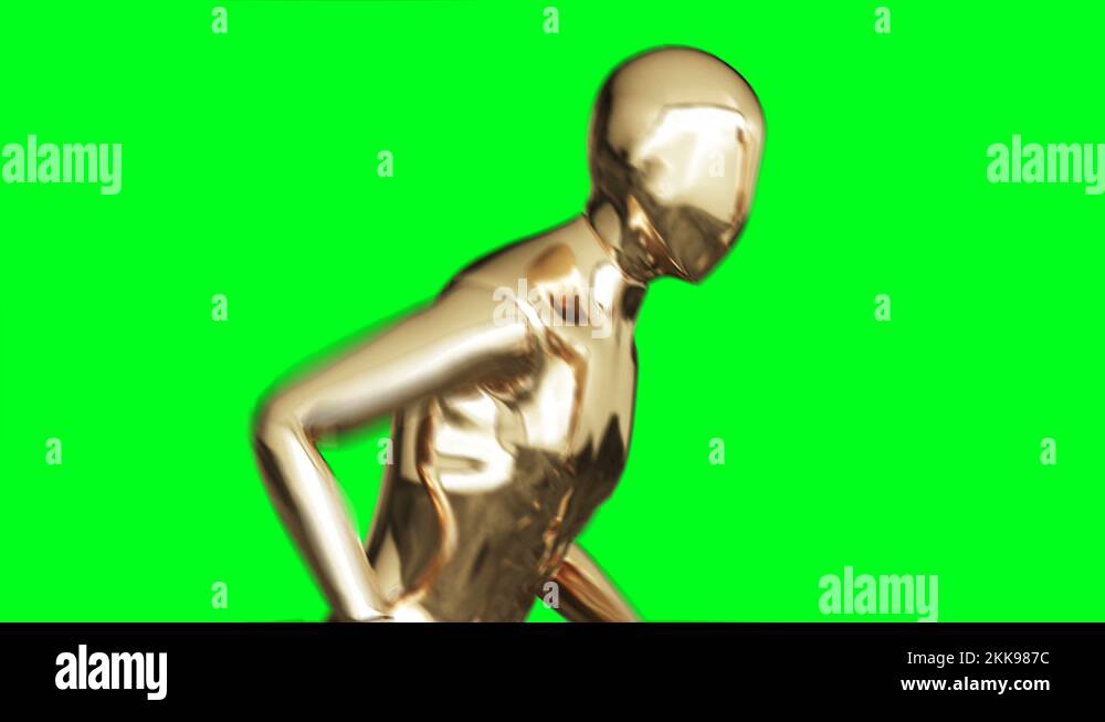 Golden man character animation. Isolate on green screen Stock Video ...