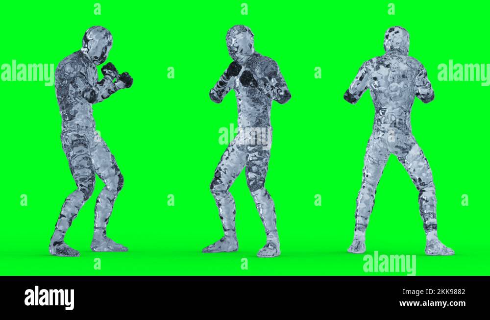 Ice, glass man character animation. Isolate on green screen Stock Video ...