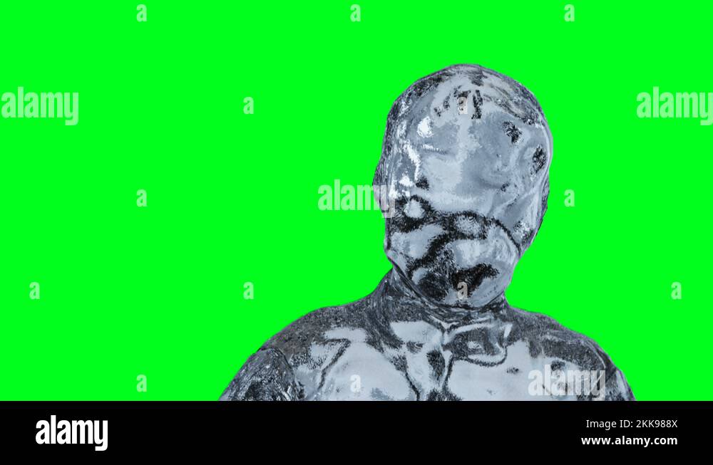 Ice, glass man character animation. Isolate on green screen Stock Video ...