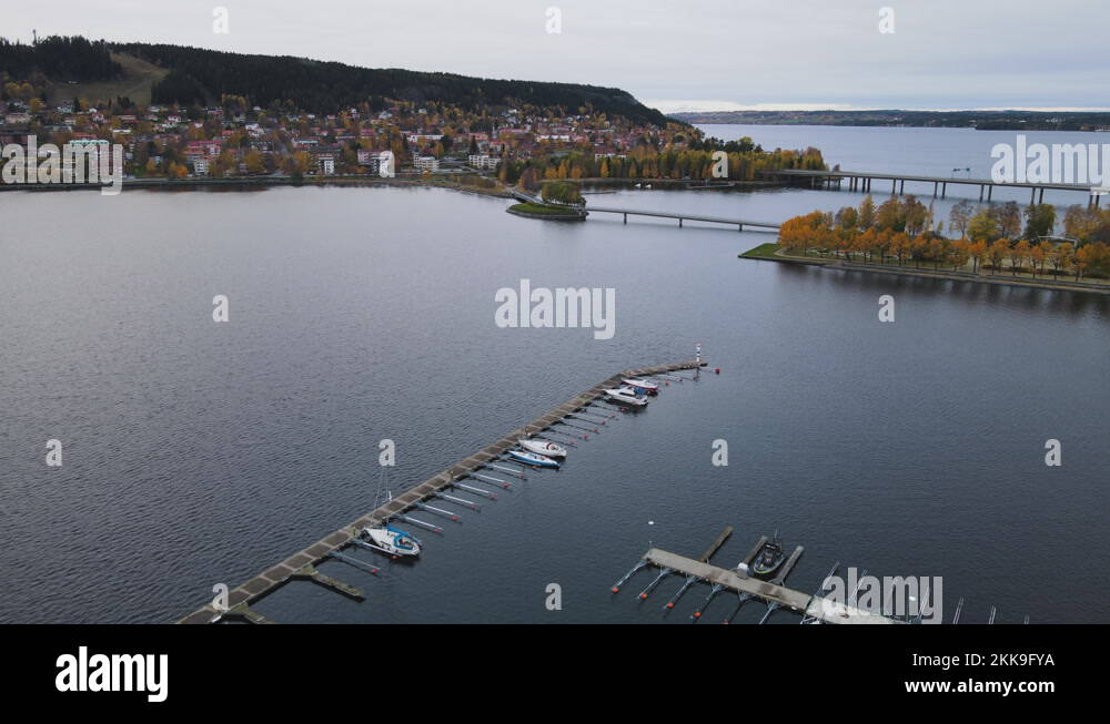Islands Of Frösön And Östersund Connected By A Narrow Bridge In Lake ...