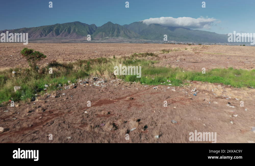 Tropical island nature polluted by plastic bags from human waste