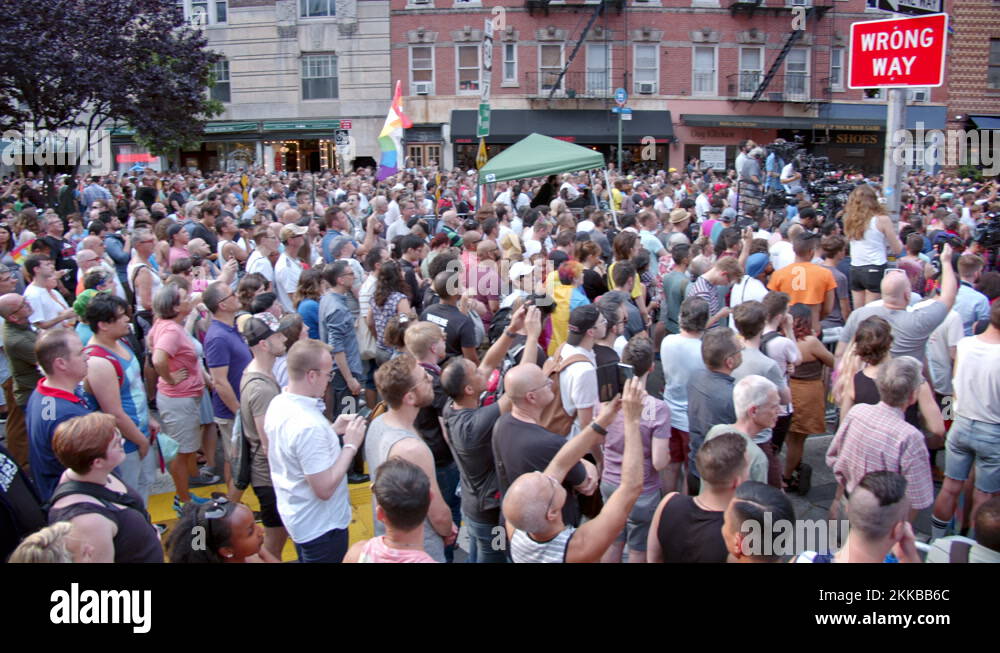 New York Pride Month Stonewall 50th Anniversary large crowd Greenwich