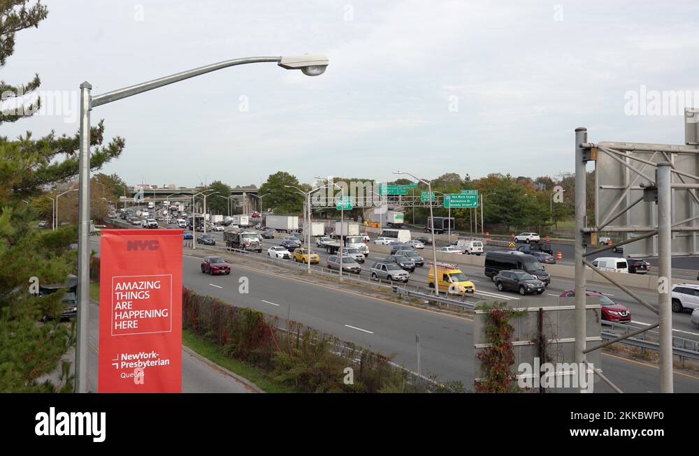 Traffic on Long Island Expressway in Queens, Rush Hour Traffic Jam